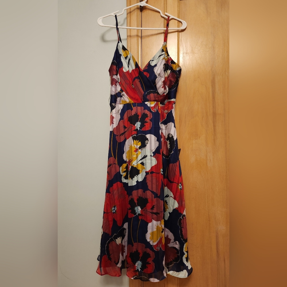 Lulus All About Love Royal Blue Floral Midi Dress -fixable seam issue-large